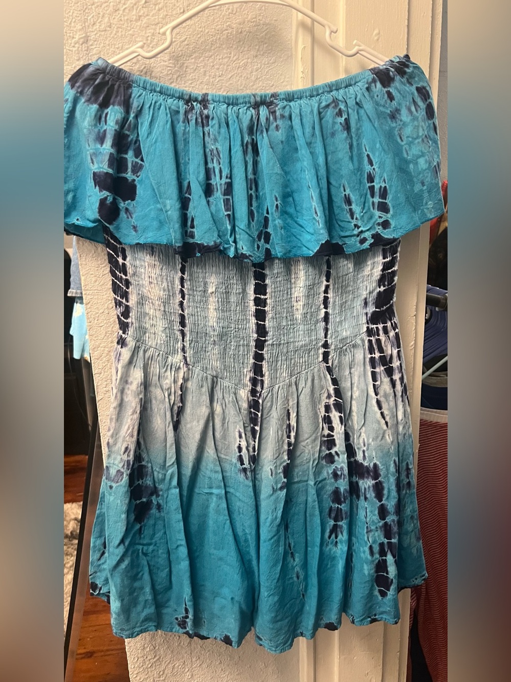 Advance Tie-Dye Off-the-Shoulder Smocked Romper | S/M